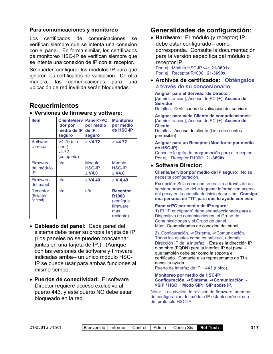Requerimientos, Generalidades de configuración | Interlogix VEREX Director User Manual | Page 327 / 378