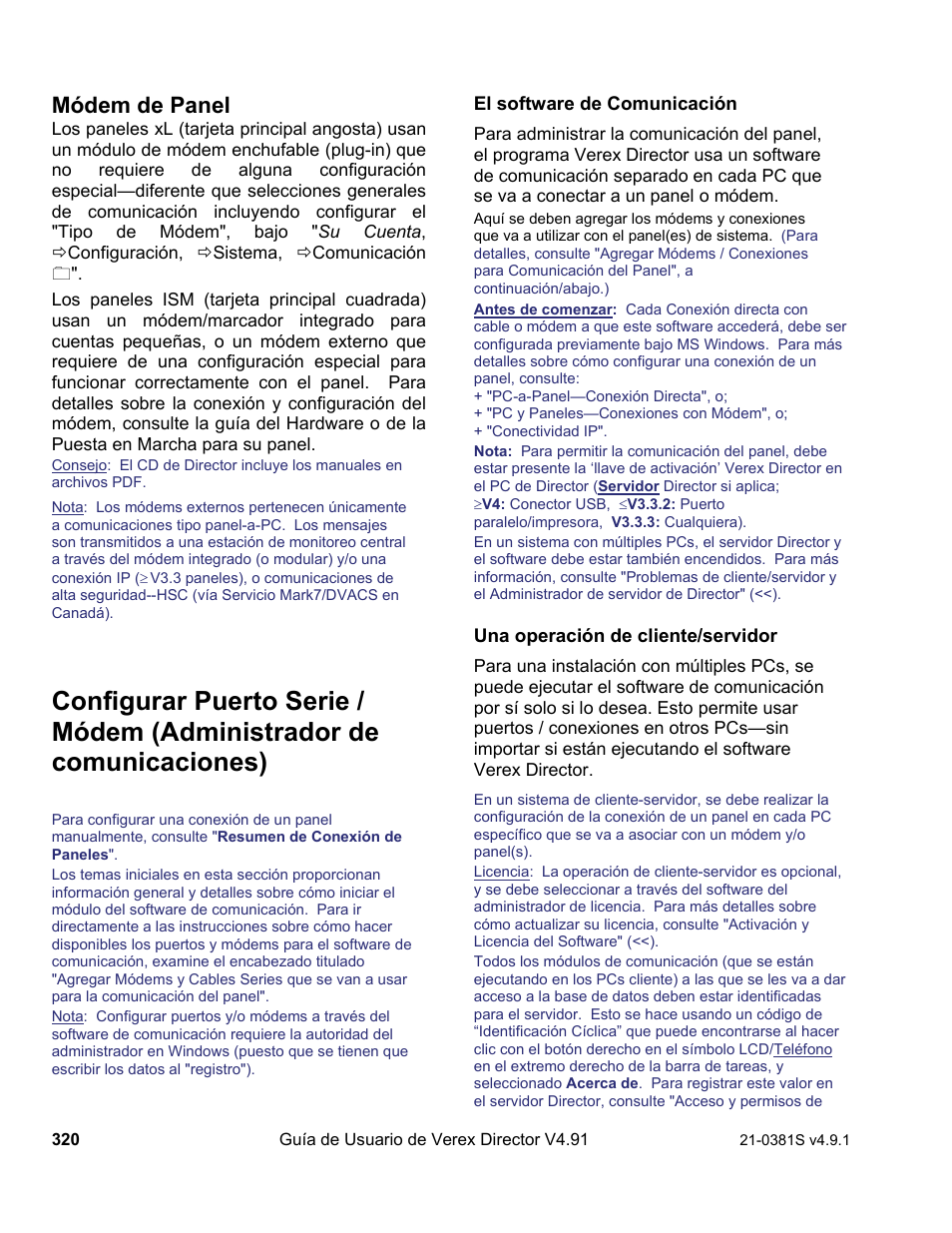 Módem de panel | Interlogix VEREX Director User Manual | Page 330 / 378