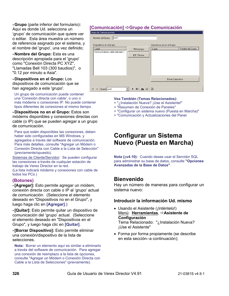 Configurar un sistema nuevo (puesta en marcha), Bienvenido | Interlogix VEREX Director User Manual | Page 336 / 378