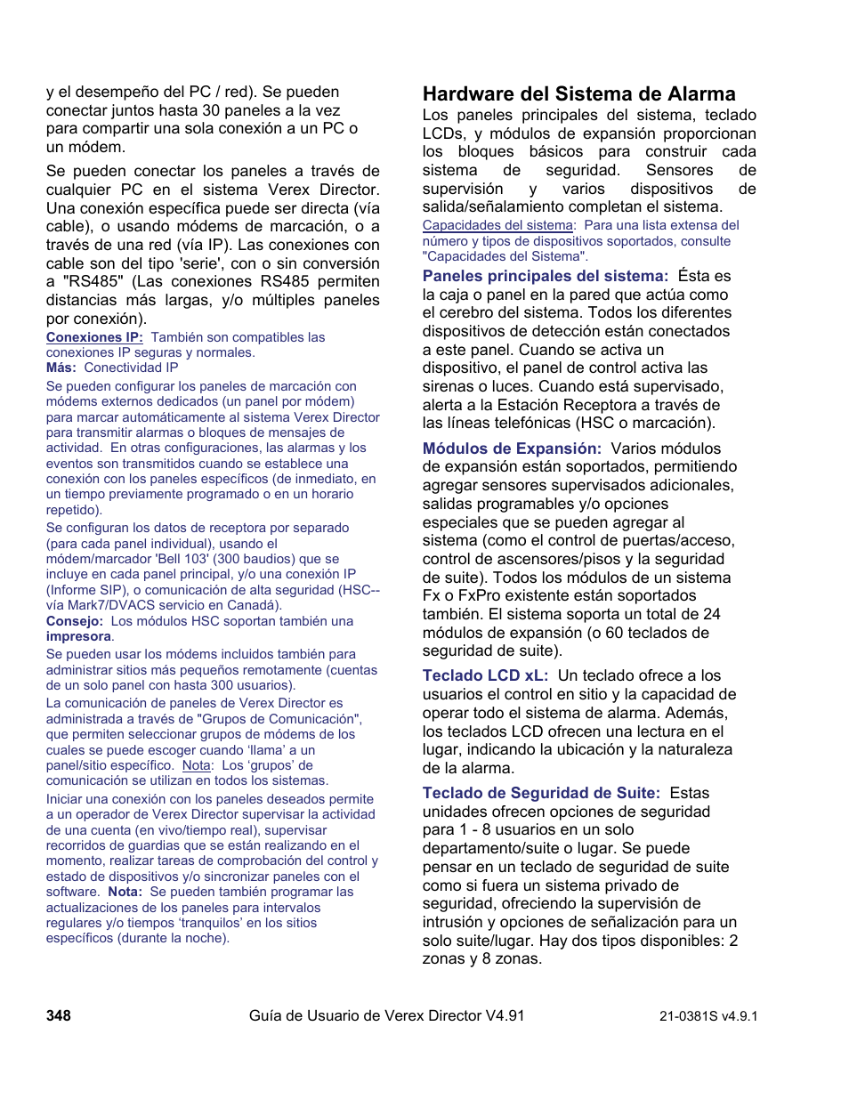 Hardware del sistema de alarma | Interlogix VEREX Director User Manual | Page 358 / 378