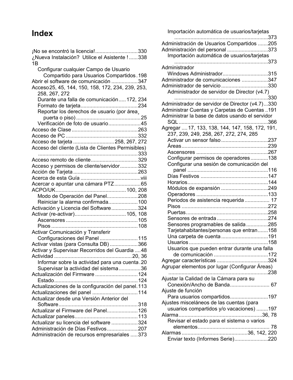 Index | Interlogix VEREX Director User Manual | Page 363 / 378