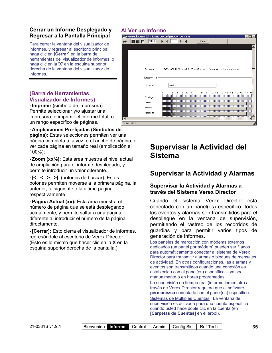 Supervisar la actividad del sistema, Supervisar la actividad y alarmas | Interlogix VEREX Director User Manual | Page 45 / 378
