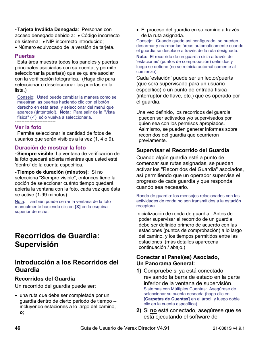 Recorridos de guardia: supervisión, Introducción a los recorridos del guardia | Interlogix VEREX Director User Manual | Page 56 / 378