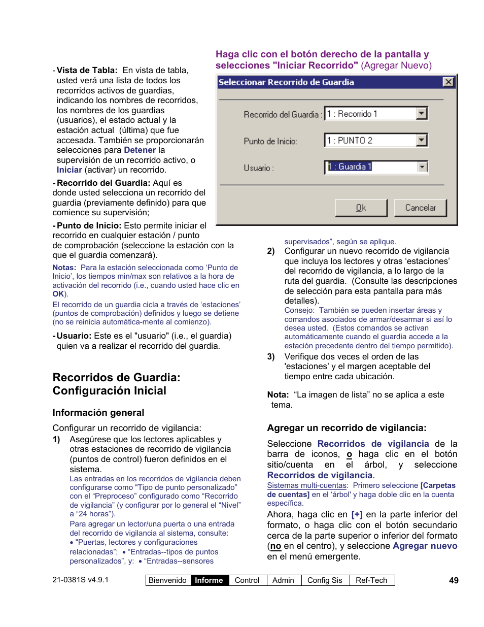 Recorridos de guardia: configuración inicial | Interlogix VEREX Director User Manual | Page 59 / 378