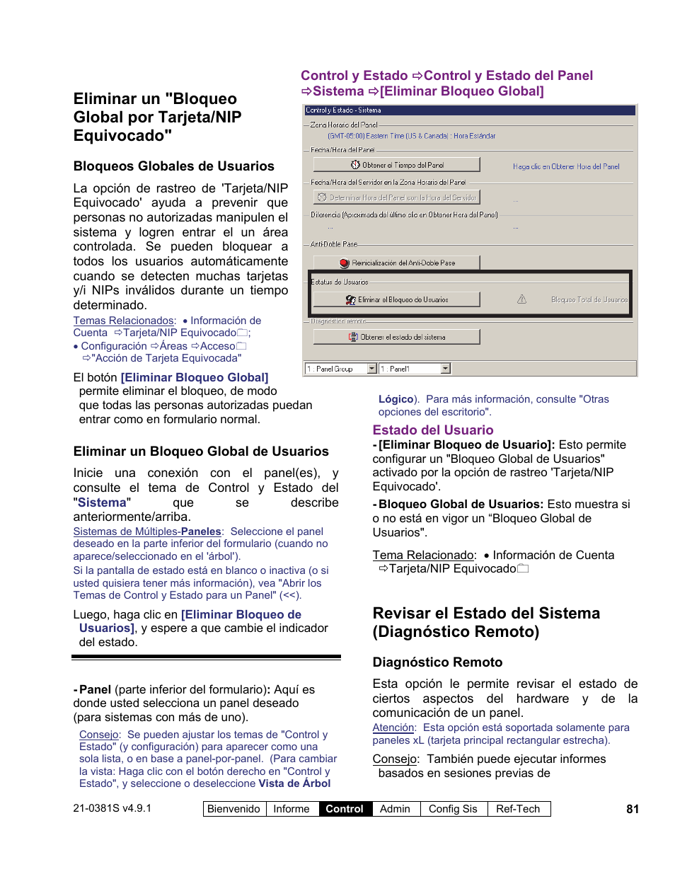 Revisar el estado del sistema (diagnóstico remoto) | Interlogix VEREX Director User Manual | Page 91 / 378