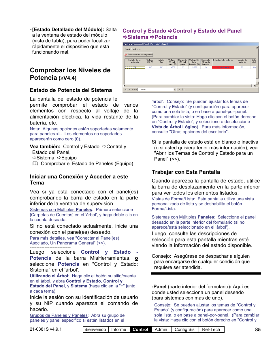 Comprobar los niveles de potencia | Interlogix VEREX Director User Manual | Page 95 / 378