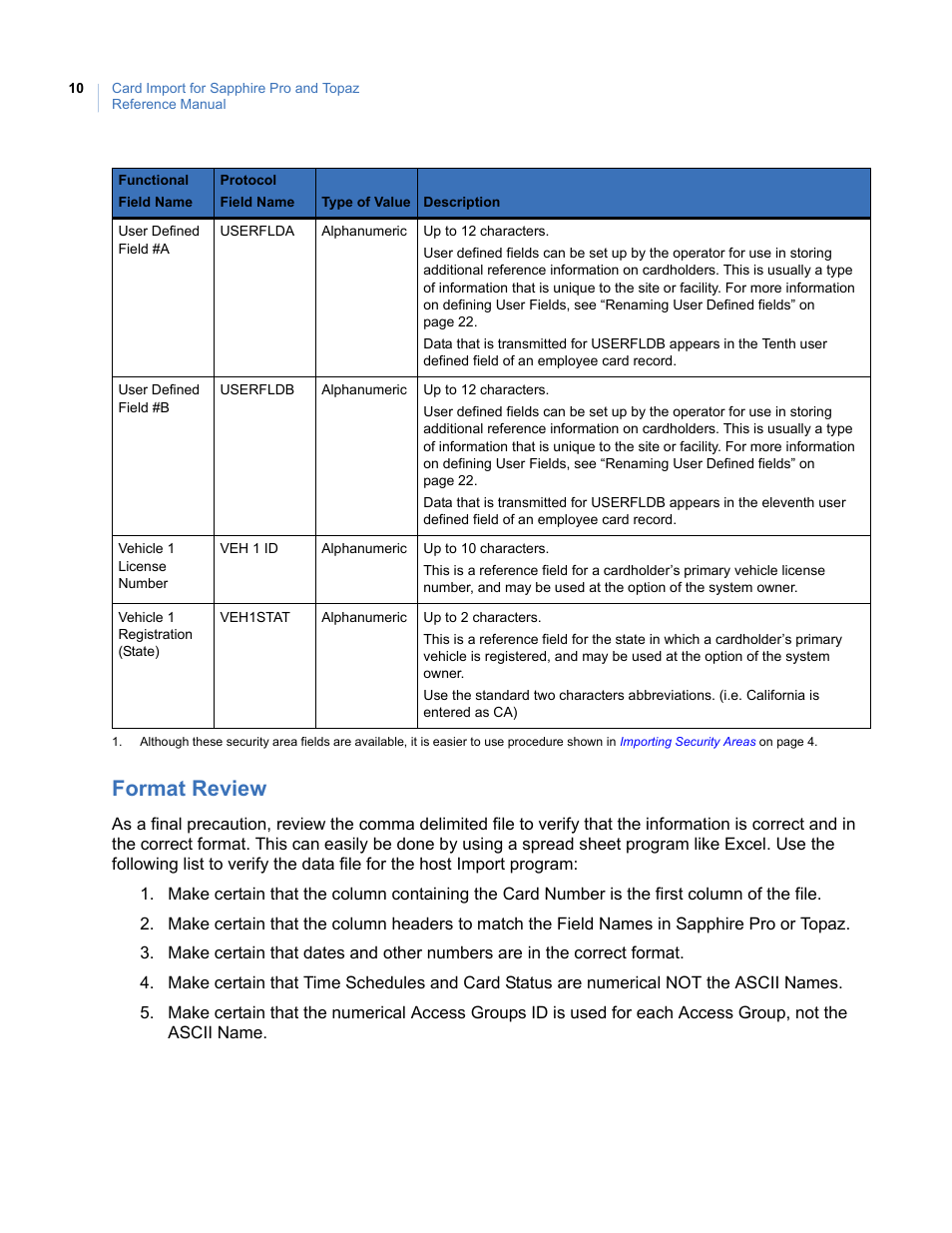 Format review | Interlogix Topaz Reference Manual User Manual | Page 14 / 30