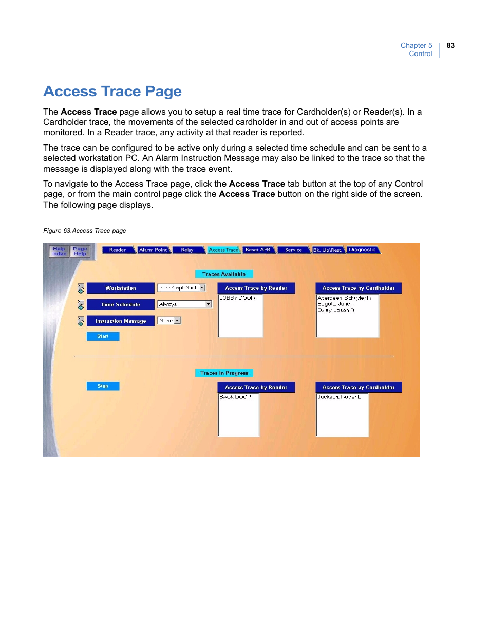 Access trace page | Interlogix Topaz User Manual User Manual | Page 101 / 420