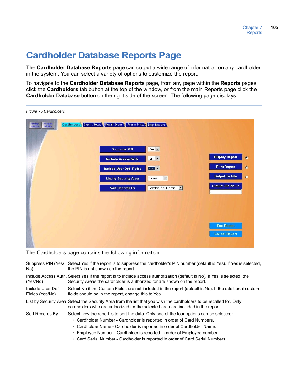 Figure 75. cardholders, Cardholder database reports page | Interlogix Topaz User Manual User Manual | Page 123 / 420