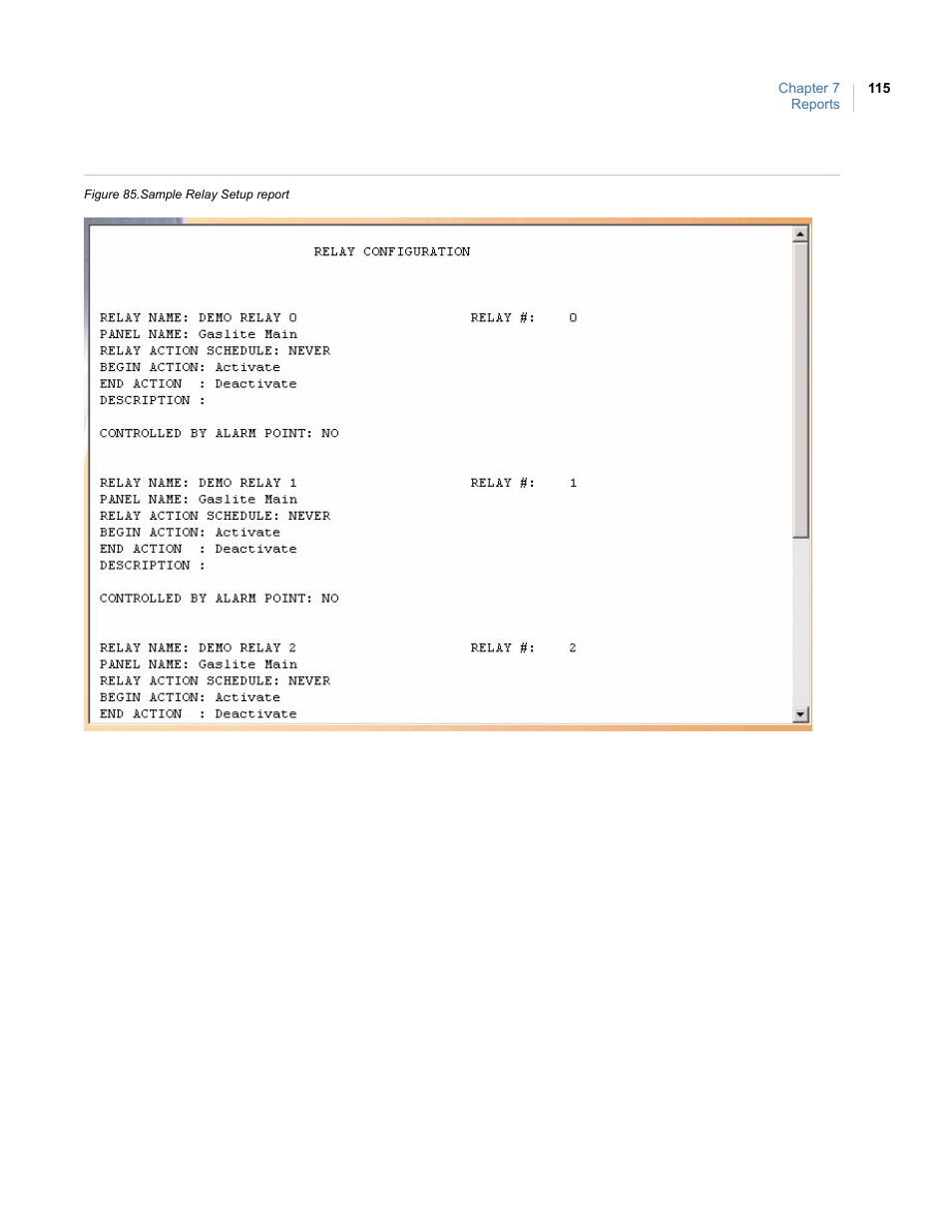 Figure 85. sample relay setup report | Interlogix Topaz User Manual User Manual | Page 133 / 420