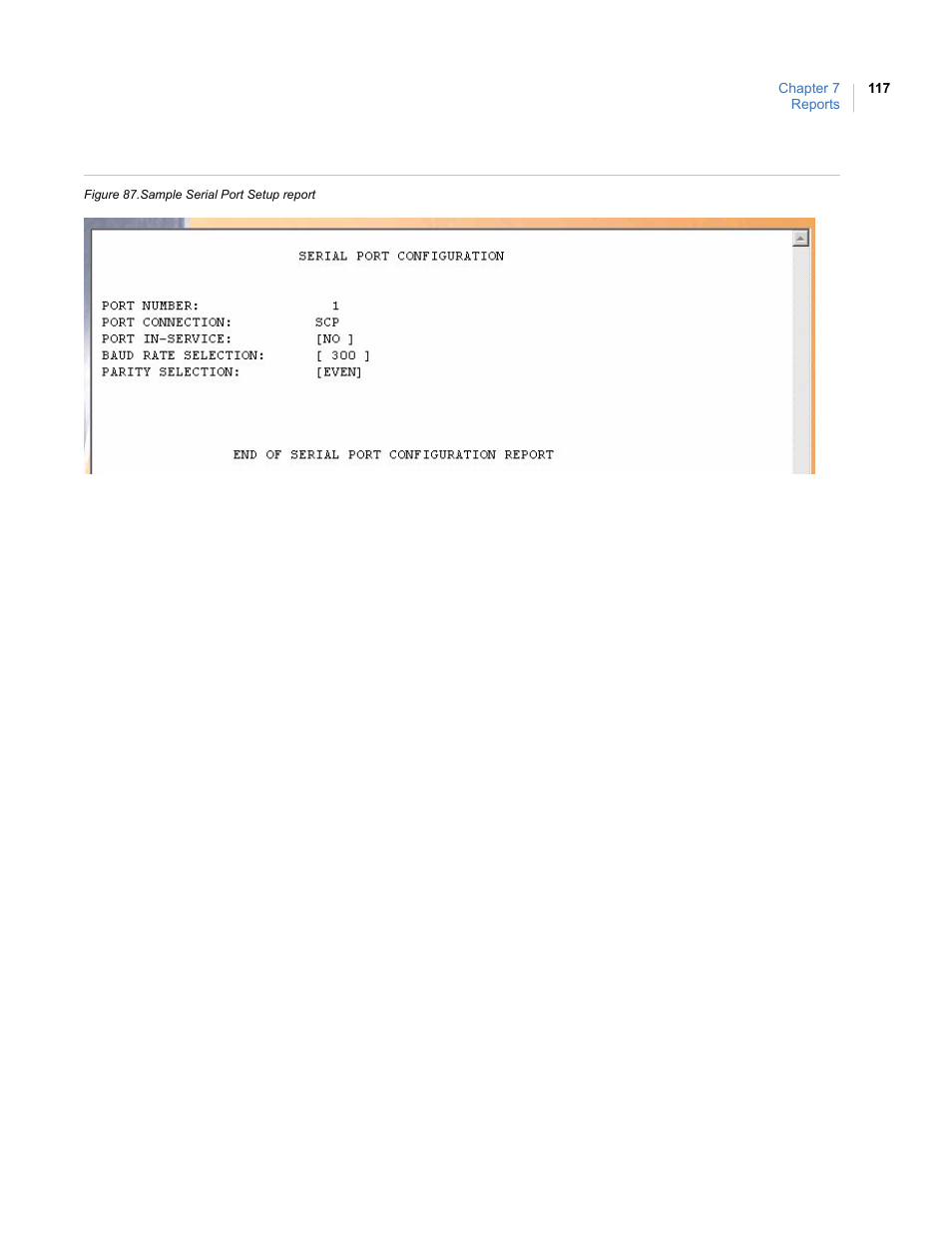 Figure 87. sample serial port setup report | Interlogix Topaz User Manual User Manual | Page 135 / 420