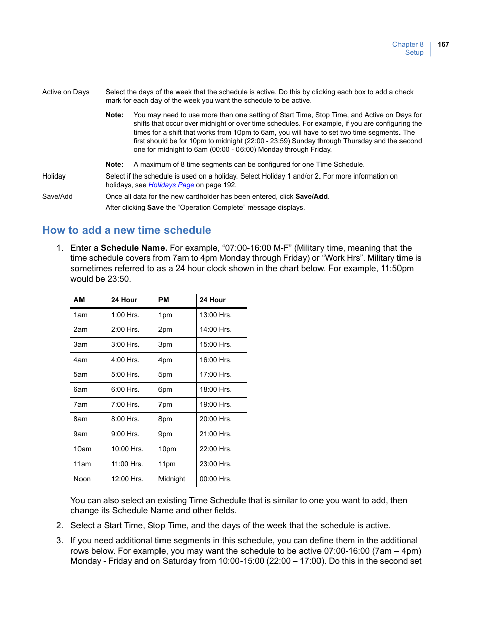 How to add a new time schedule | Interlogix Topaz User Manual User Manual | Page 185 / 420