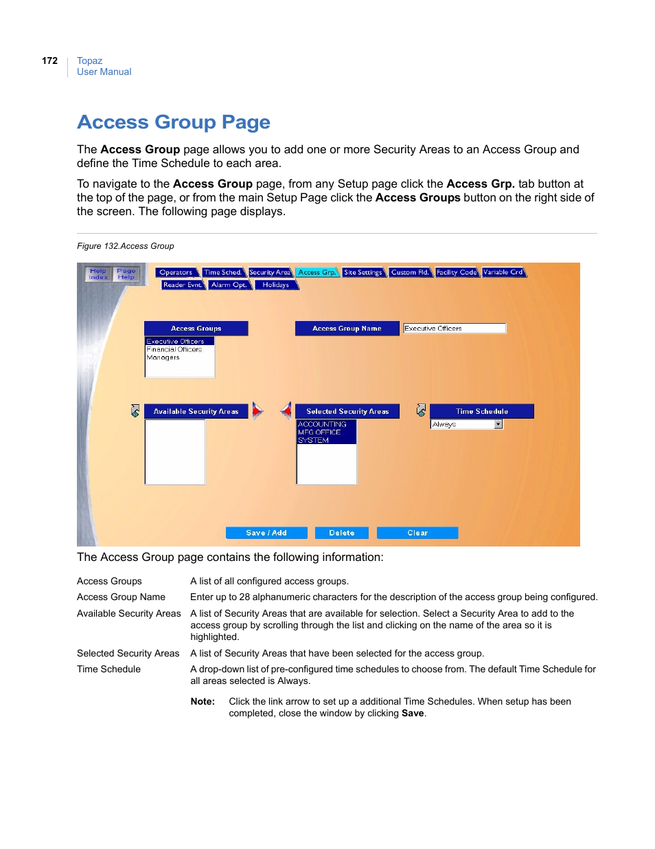 Figure 132.access group, Access group page | Interlogix Topaz User Manual User Manual | Page 190 / 420
