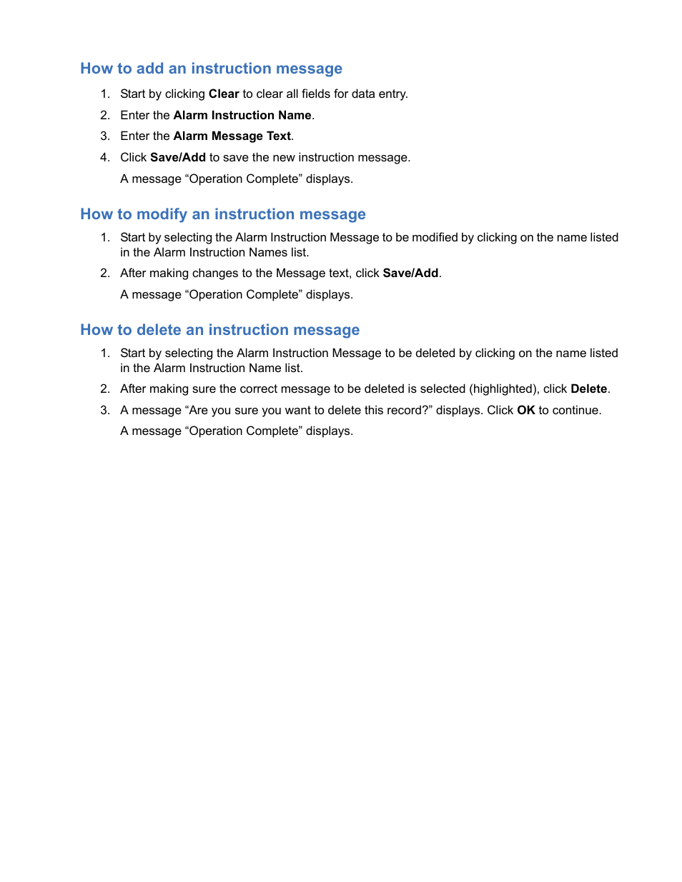 How to add an instruction message | Interlogix Topaz User Manual User Manual | Page 208 / 420