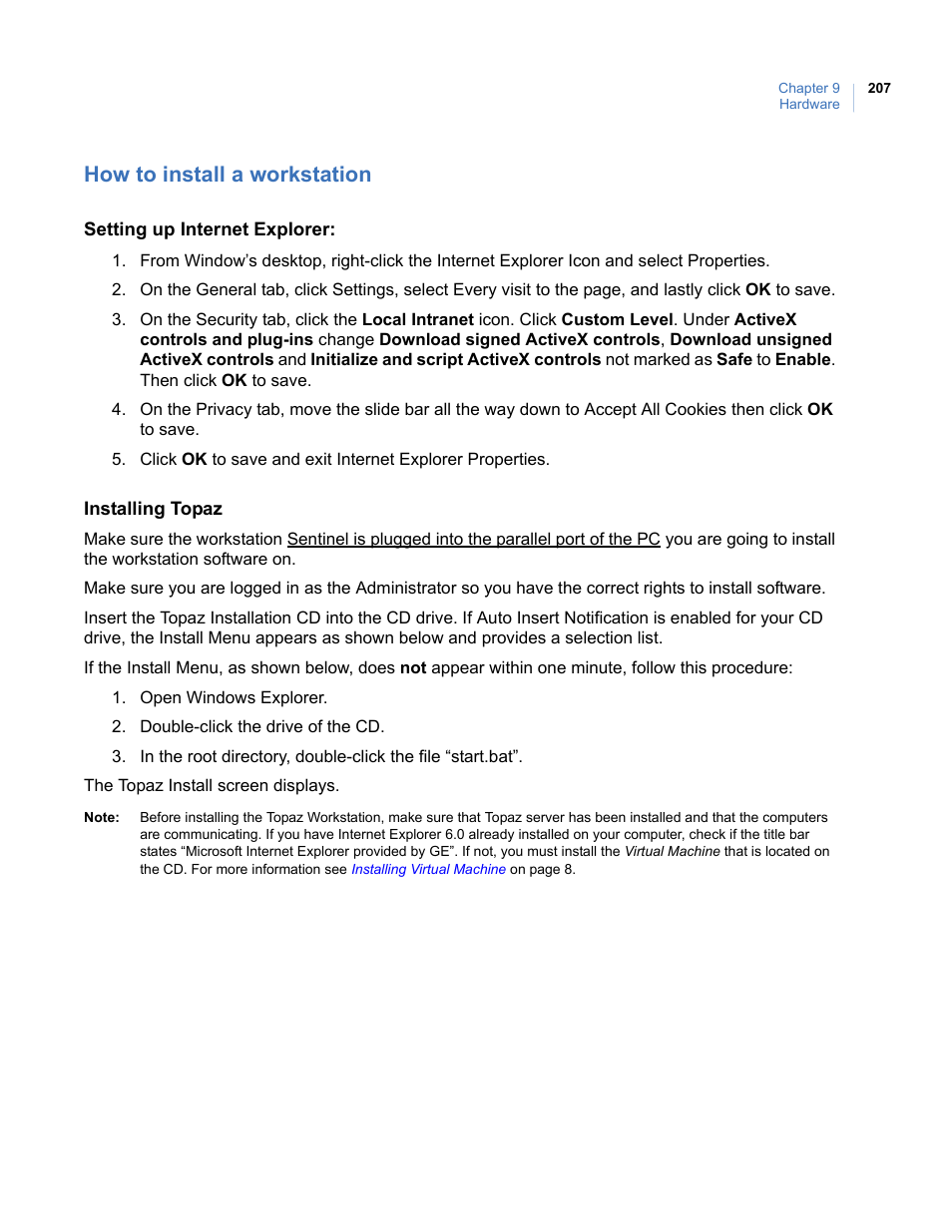 How to install a workstation | Interlogix Topaz User Manual User Manual | Page 225 / 420