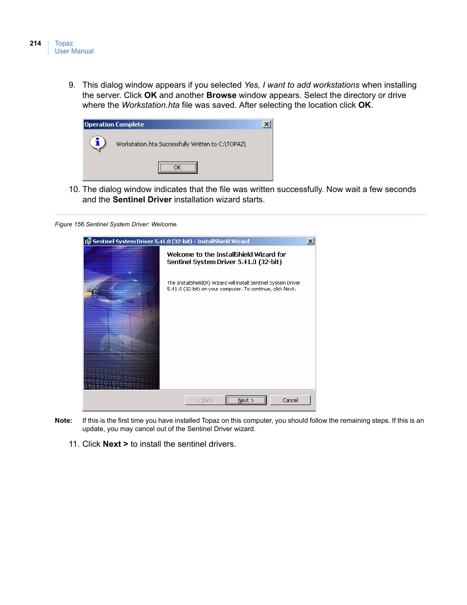 Figure 156.sentinel system driver: welcome | Interlogix Topaz User Manual User Manual | Page 232 / 420