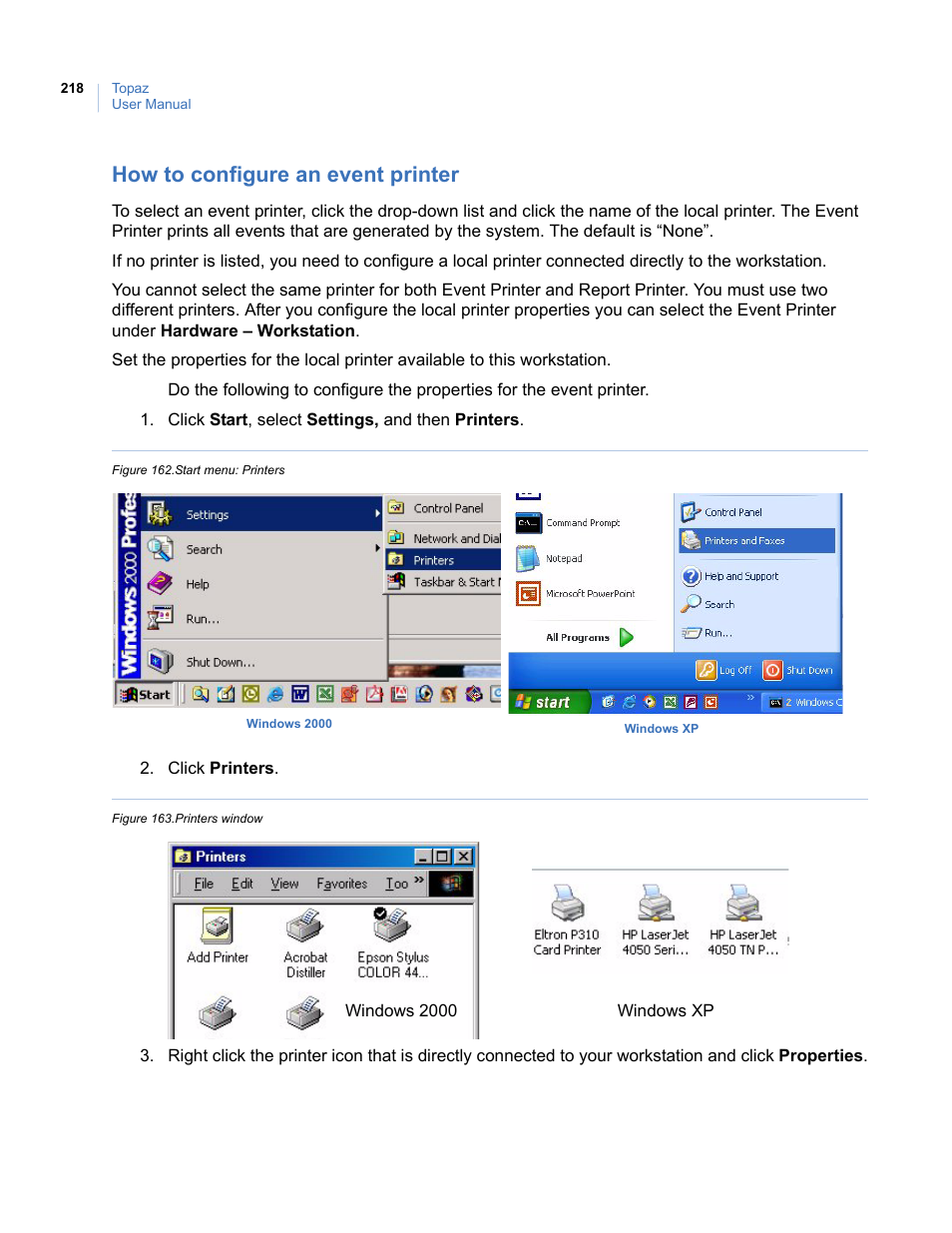 How to configure an event printer, For more information, see | Interlogix Topaz User Manual User Manual | Page 236 / 420