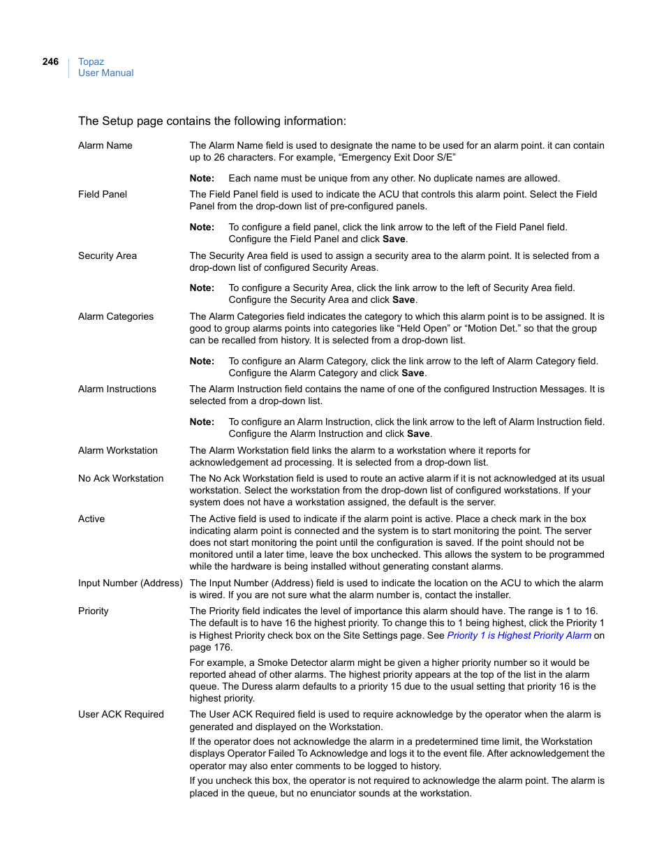 Priority | Interlogix Topaz User Manual User Manual | Page 264 / 420