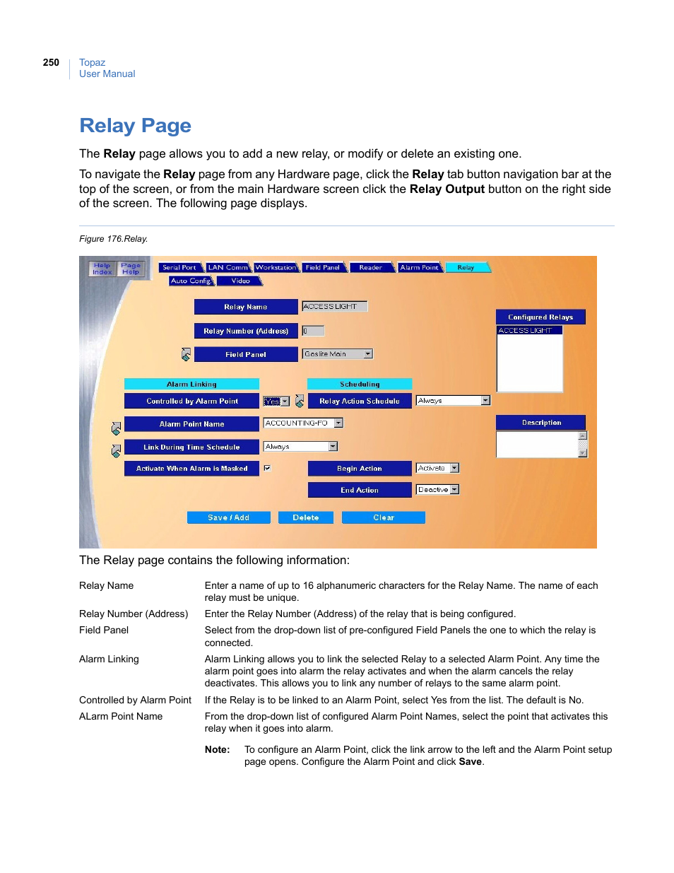 Figure 176.relay, Relay page | Interlogix Topaz User Manual User Manual | Page 268 / 420