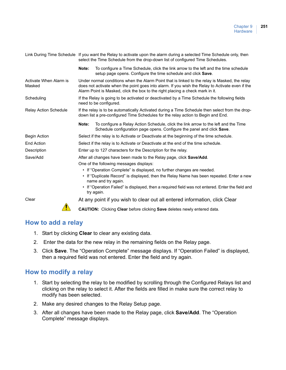 How to add a relay, How to modify a relay, How to add a relay how to modify a relay | Interlogix Topaz User Manual User Manual | Page 269 / 420