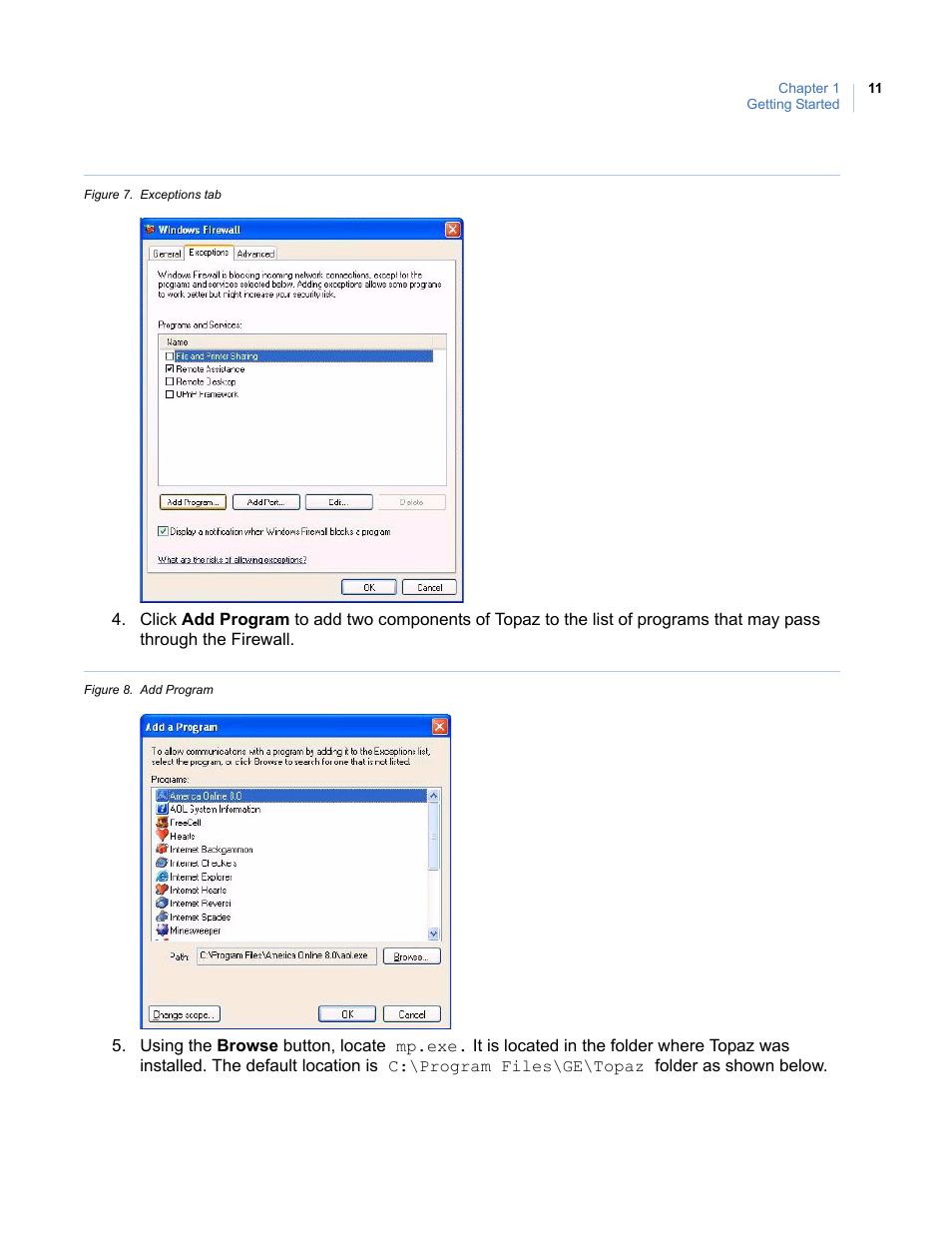 Figure 7. exceptions tab figure 8. add program | Interlogix Topaz User Manual User Manual | Page 29 / 420