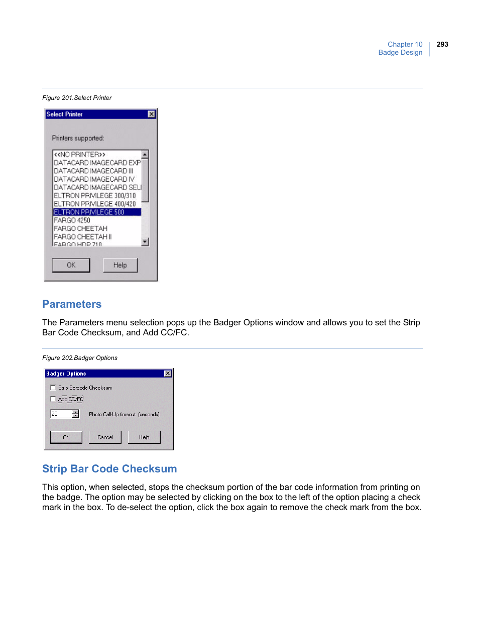 Parameters, Strip bar code checksum, Parameters strip bar code checksum | Interlogix Topaz User Manual User Manual | Page 311 / 420