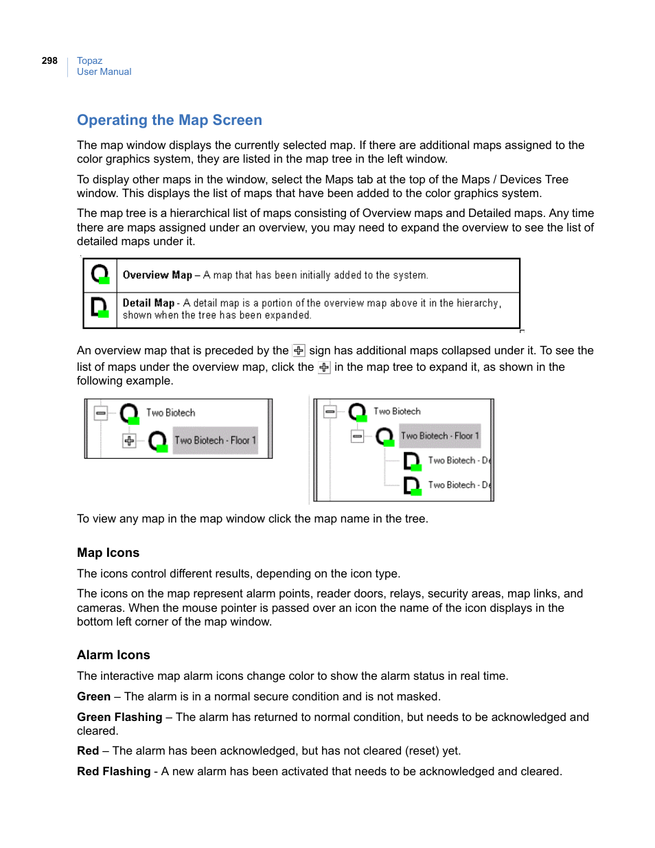 Operating the map screen | Interlogix Topaz User Manual User Manual | Page 316 / 420