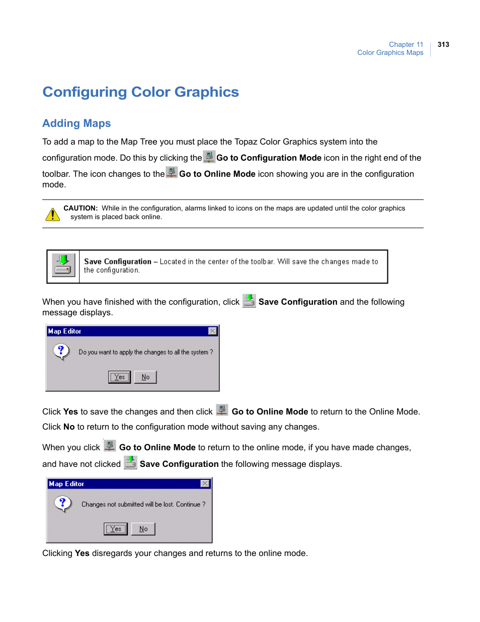 Configuring color graphics, Adding maps | Interlogix Topaz User Manual User Manual | Page 331 / 420