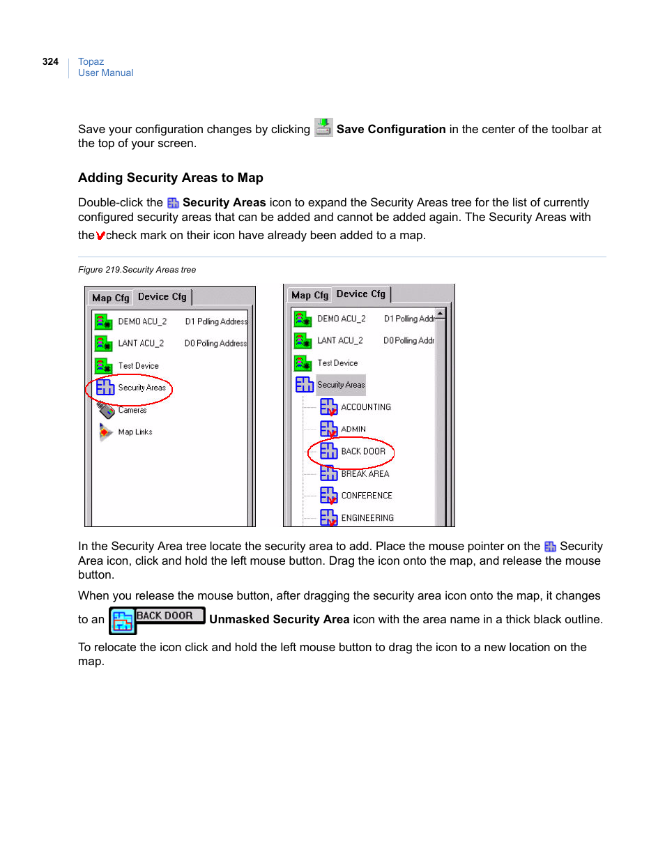 Figure 219.security areas tree | Interlogix Topaz User Manual User Manual | Page 342 / 420