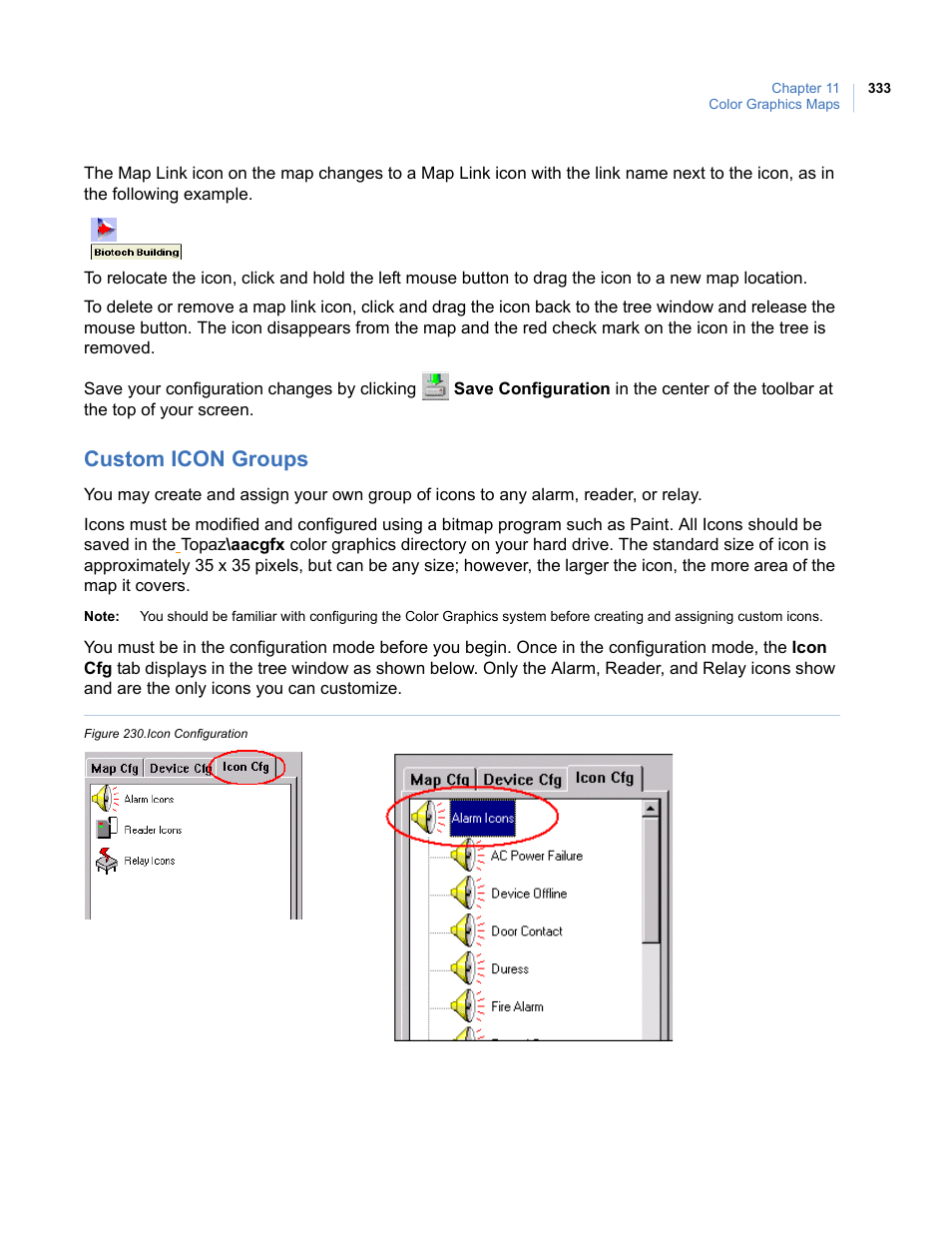 Custom icon groups, Figure 230.icon configuration | Interlogix Topaz User Manual User Manual | Page 351 / 420