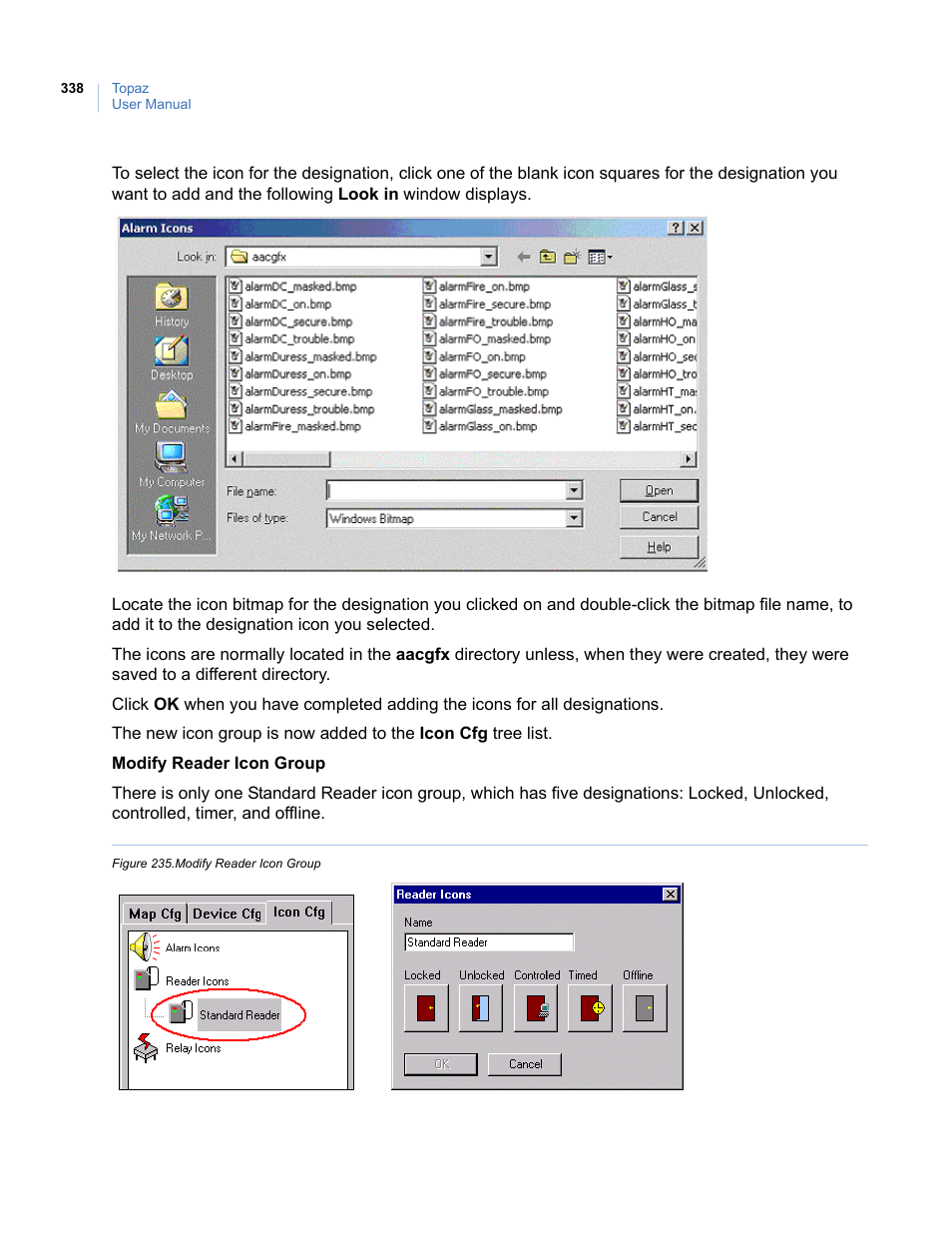 Figure 235.modify reader icon group | Interlogix Topaz User Manual User Manual | Page 356 / 420