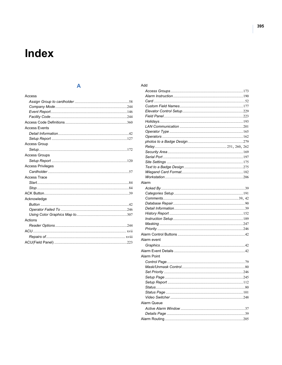 Index | Interlogix Topaz User Manual User Manual | Page 413 / 420