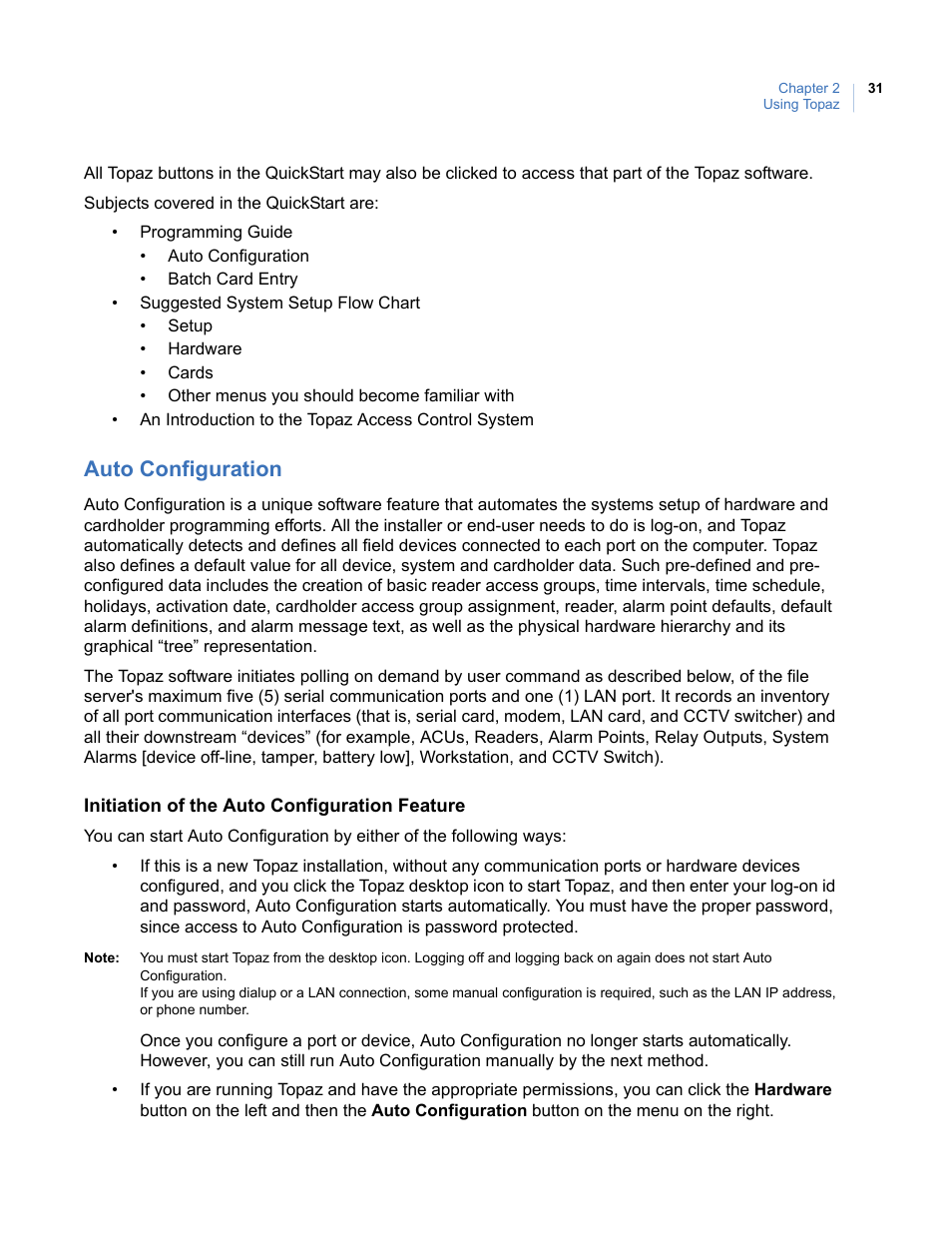 Auto configuration | Interlogix Topaz User Manual User Manual | Page 49 / 420