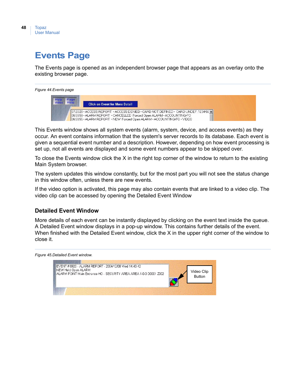 Events page | Interlogix Topaz User Manual User Manual | Page 66 / 420