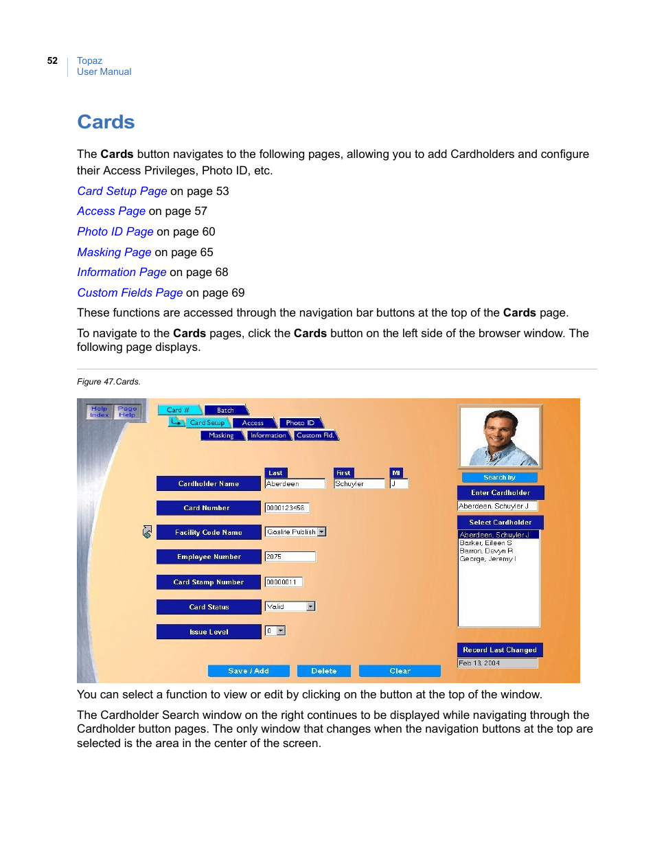 Cards, Figure 47. cards | Interlogix Topaz User Manual User Manual | Page 70 / 420