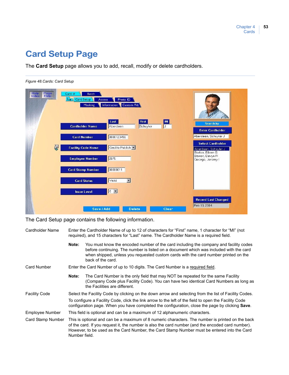 Figure 48. cards: card setup, Card setup page | Interlogix Topaz User Manual User Manual | Page 71 / 420