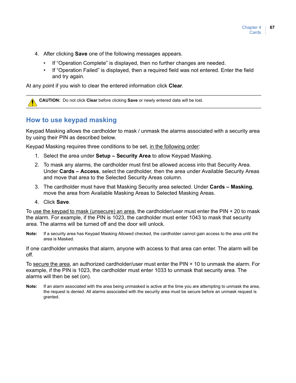 How to use keypad masking | Interlogix Topaz User Manual User Manual | Page 85 / 420