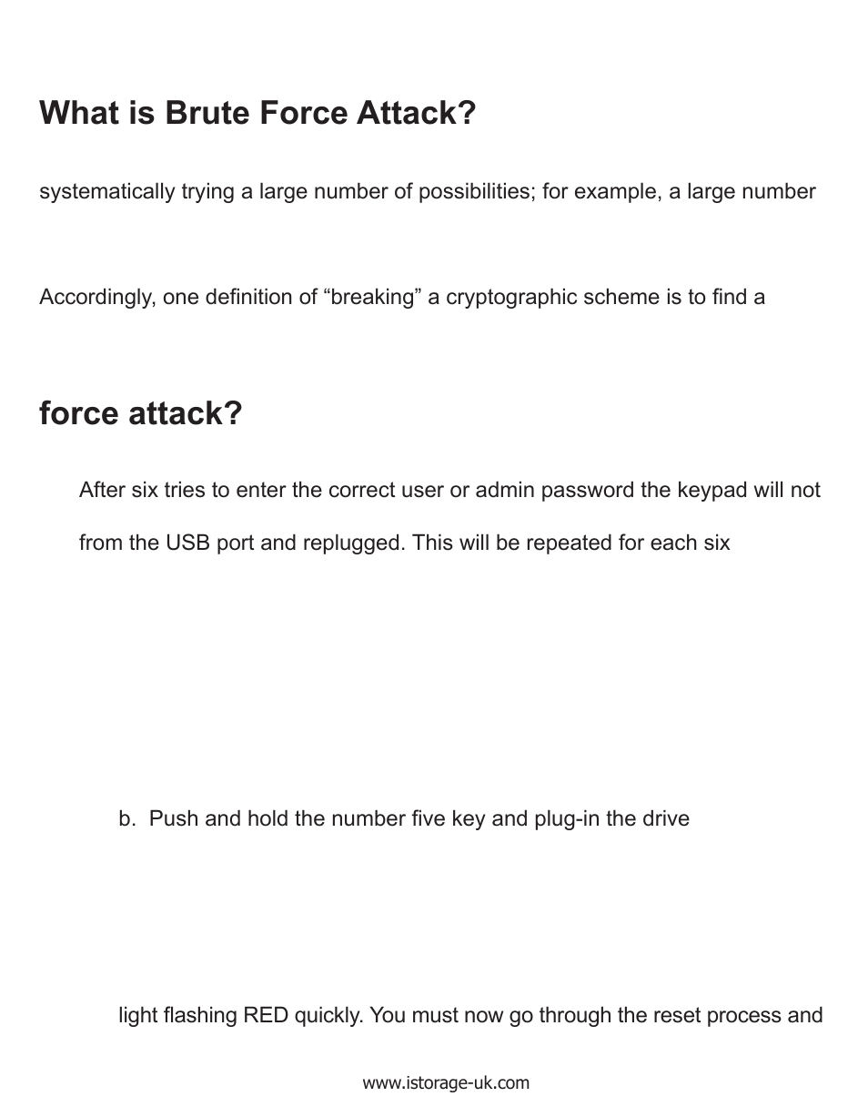 Istorage diskashur brute force protection, What is brute force attack | iStorage diskAshur Manual User Manual | Page 13 / 21