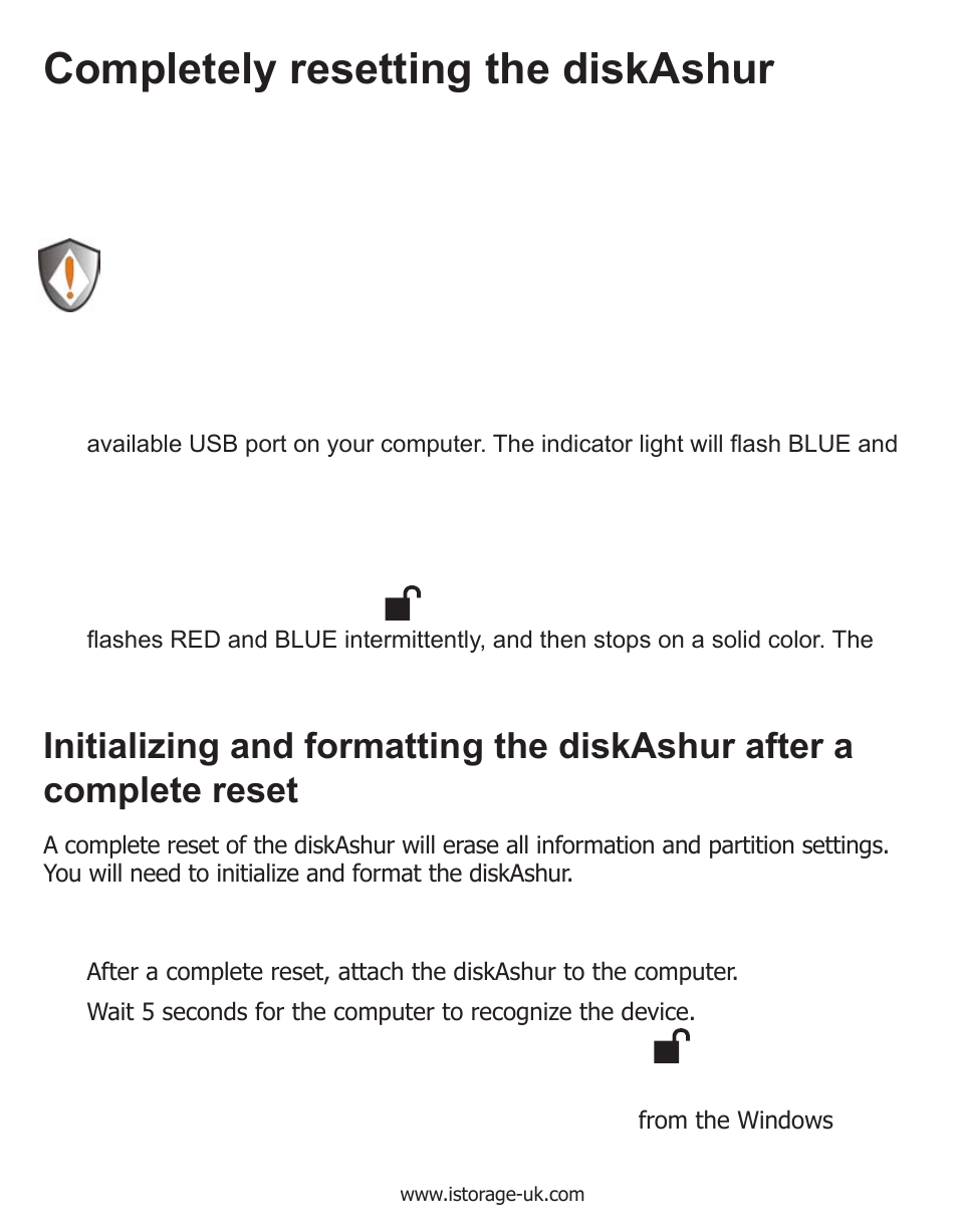 Completely resetting the diskashur | iStorage diskAshur Manual User Manual | Page 15 / 21