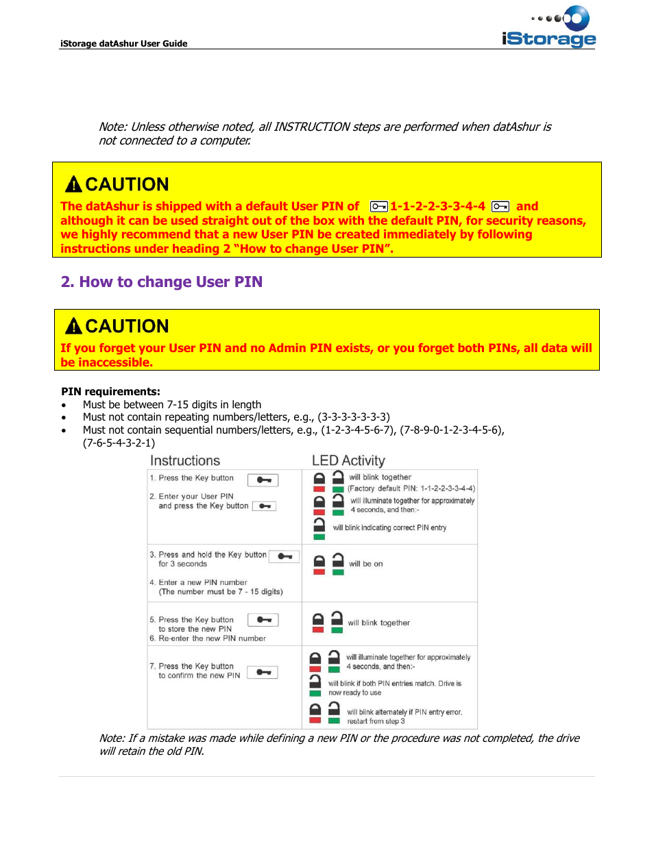 How to change user pin | iStorage datAshur user guide User Manual | Page 5 / 14