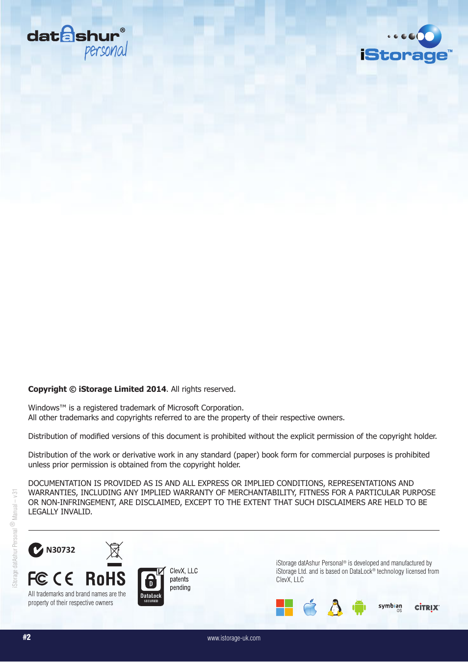 Personal | iStorage datAshur Personal Manual User Manual | Page 2 / 28