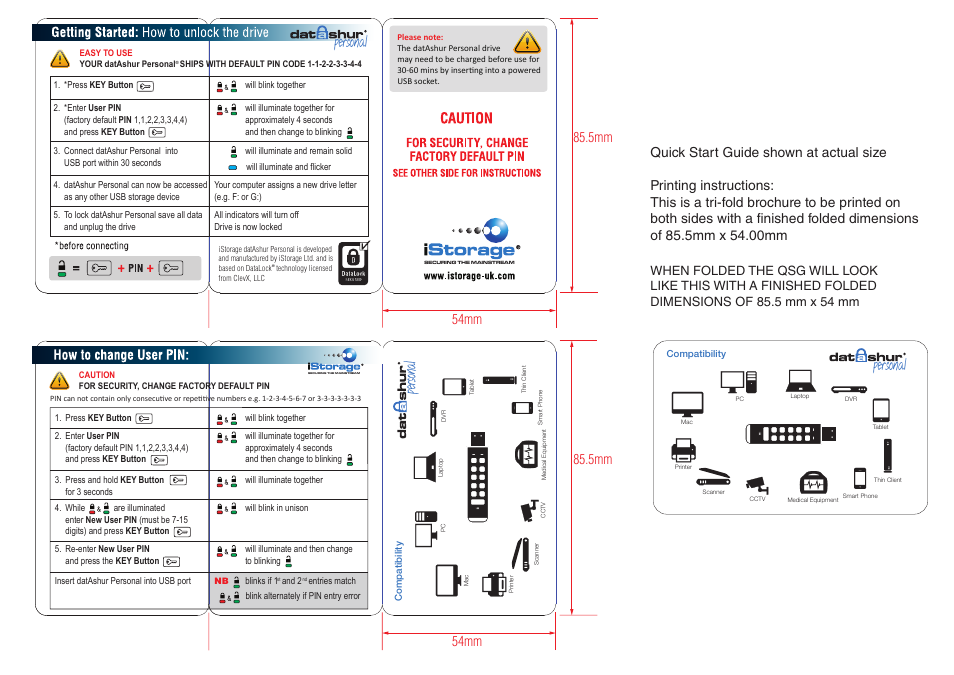 iStorage datAshur Personal Quick Start Guide User Manual | 1 page