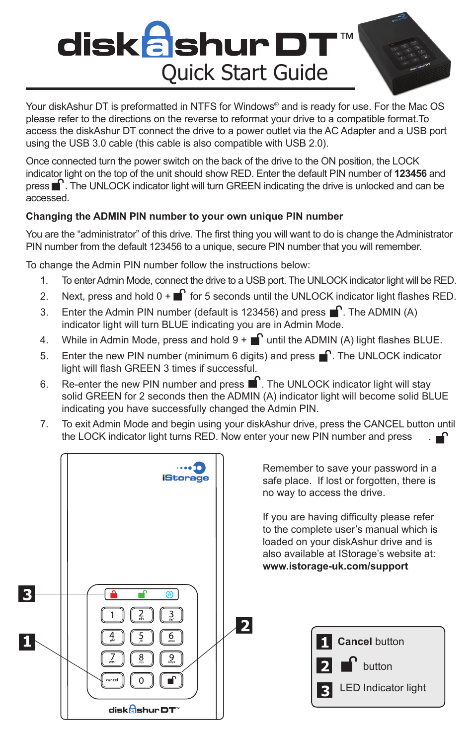 iStorage diskAshurDT Quick Start Guide User Manual | 2 pages