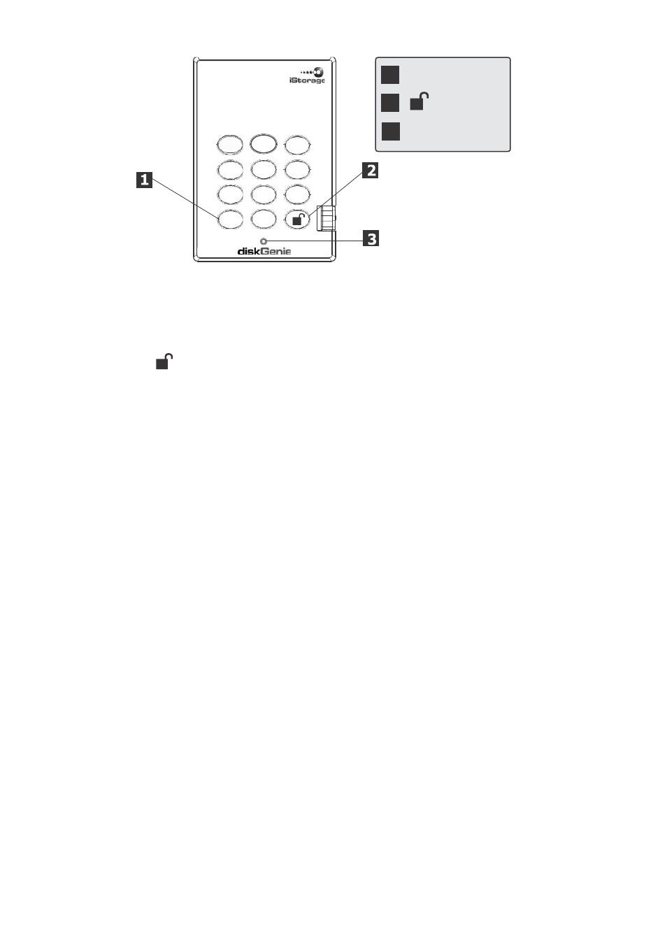 Istorage diskgenie button panel | iStorage diskG Manual User Manual | Page 5 / 19