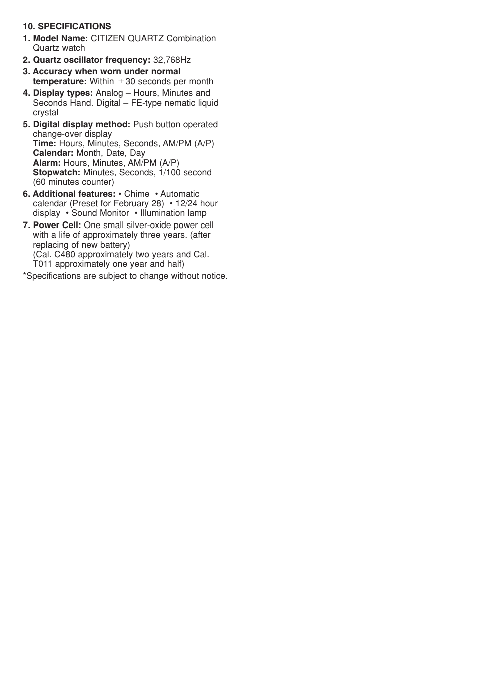 CITIZEN ANA-DIGI 30-7XXX User Manual | Page 4 / 4