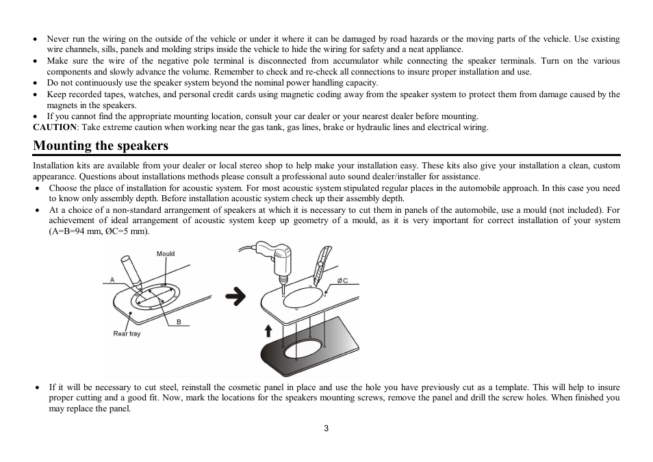 Mounting the speakers | Hyundai H-CSK402 User Manual | Page 3 / 11
