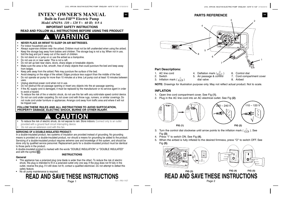 Intex QUEEN ULTRA PLUSH BED 2011 User Manual | 2 pages