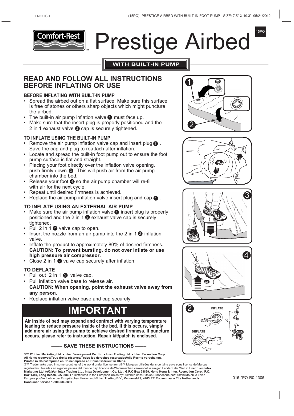 Intex TWIN DOWNY BED 2013 User Manual | 1 page
