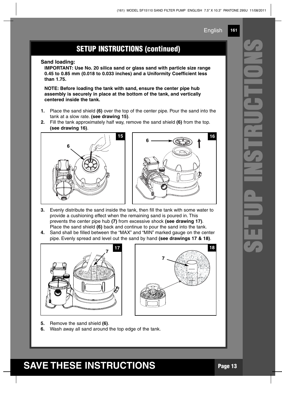 Ss ee tt uu pp ii nn ss tt rr uu cc tt iioo nn ss | Intex SF15110 Krystal Clear 2012 User Manual | Page 13 / 30