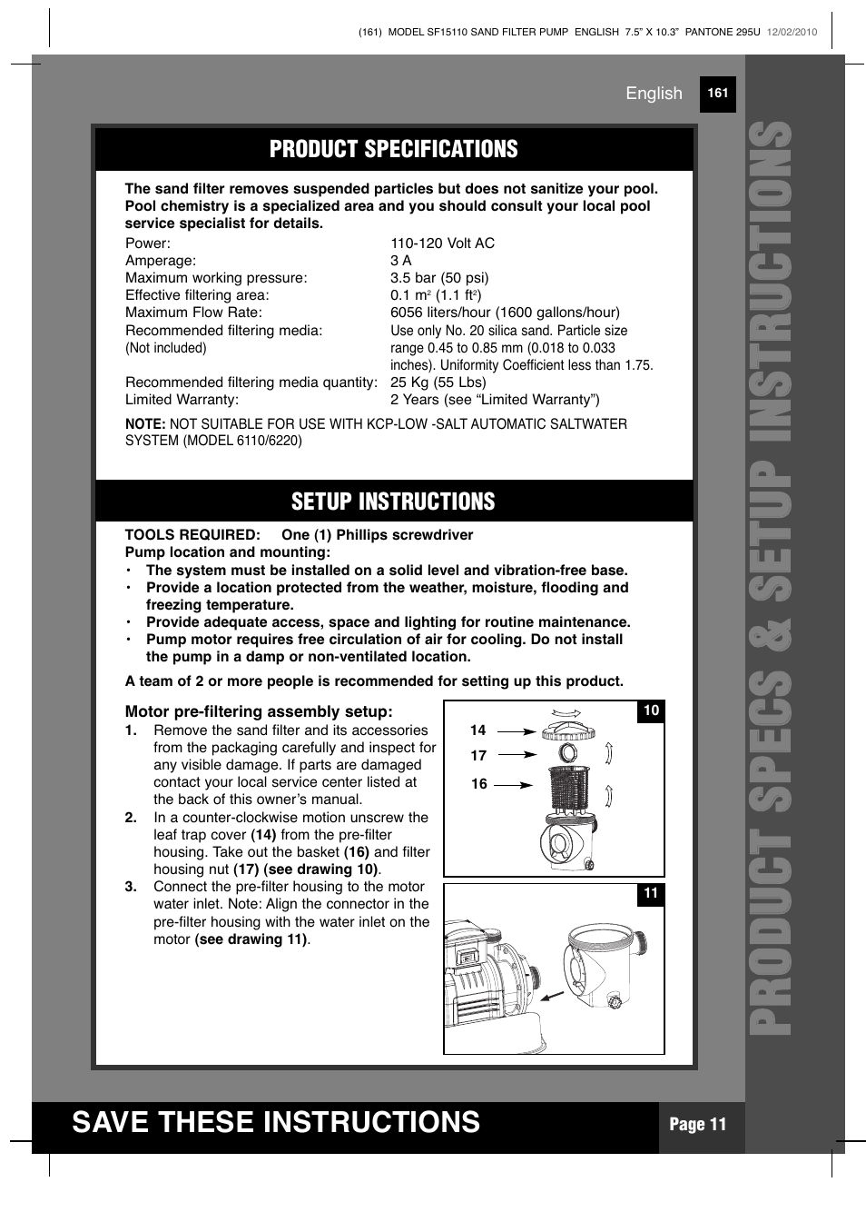 Intex SF15110 Krystal Clear 2011 User Manual | Page 11 / 30